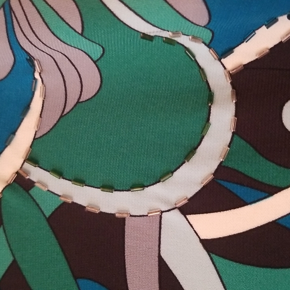 New York & Company Black/Teal/Green Printed Skirt - Picture 7 of 7